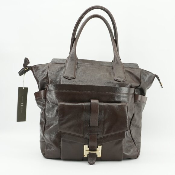 NWT Halston Heritage XL Bag Dark Chocolate Brown Travel Weekender Carry On Bag - Picture 1 of 11